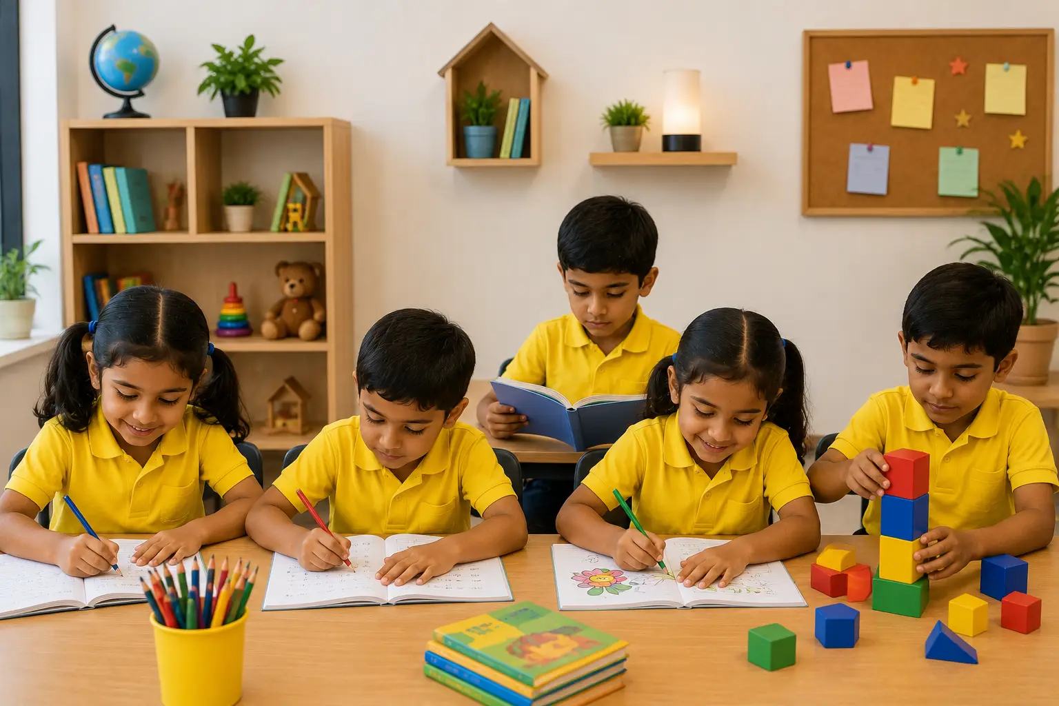 Students studying together in a tuition class